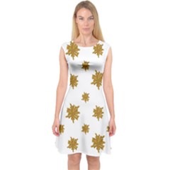 Graphic Nature Motif Pattern Capsleeve Midi Dress by dflcprints