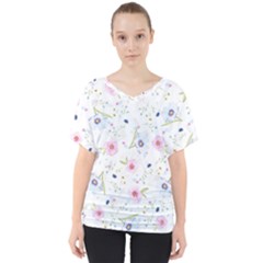 Floral Cute Girly Pattern V-neck Dolman Drape Top by paulaoliveiradesign