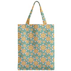 Seamless Pattern Blue Floral Zipper Classic Tote Bag by paulaoliveiradesign