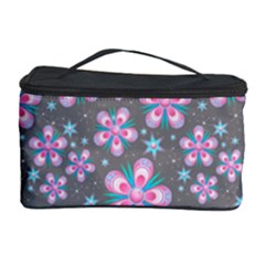 Seamless Pattern Purple Girly Floral Pattern Cosmetic Storage Case by paulaoliveiradesign