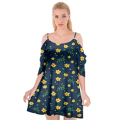 Yellow & Blue Bloom Cutout Spaghetti Strap Chiffon Dress by justbeeinspired2