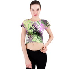 Awesome Fractal 35d Crew Neck Crop Top