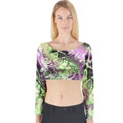 Awesome Fractal 35d Long Sleeve Crop Top