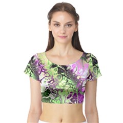 Awesome Fractal 35d Short Sleeve Crop Top (Tight Fit)