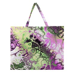 Awesome Fractal 35d Zipper Large Tote Bag