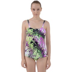 Awesome Fractal 35d Twist Front Tankini Set