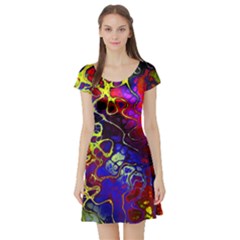 Awesome Fractal 35c Short Sleeve Skater Dress