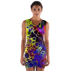 Awesome Fractal 35c Wrap Front Bodycon Dress