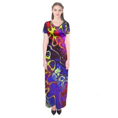 Awesome Fractal 35c Short Sleeve Maxi Dress