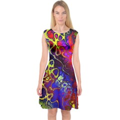 Awesome Fractal 35c Capsleeve Midi Dress