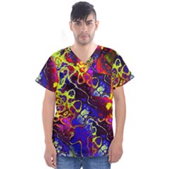 Awesome Fractal 35c Men s V-Neck Scrub Top