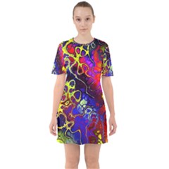 Awesome Fractal 35c Sixties Short Sleeve Mini Dress