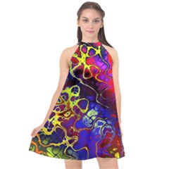 Awesome Fractal 35c Halter Neckline Chiffon Dress 