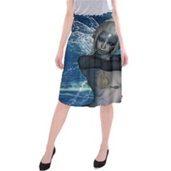 The Wonderful Water Fairy With Water Wings Midi Beach Skirt by FantasyWorld7