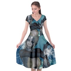 The Wonderful Water Fairy With Water Wings Cap Sleeve Wrap Front Dress by FantasyWorld7