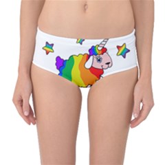 Unicorn Sheep Mid-waist Bikini Bottoms by Valentinaart