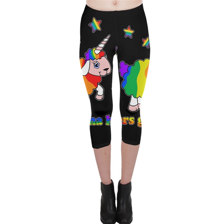 Unicorn sheep Capri Leggings 