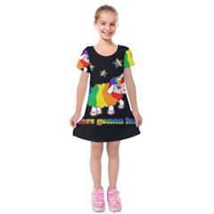 Unicorn Sheep Kids  Short Sleeve Velvet Dress by Valentinaart