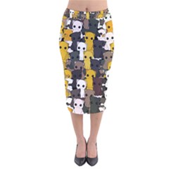 Cute Cats Pattern Velvet Midi Pencil Skirt by Valentinaart