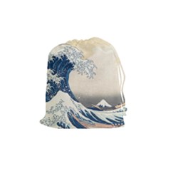 The Classic Japanese Great Wave Off Kanagawa By Hokusai Drawstring Pouches (medium) 