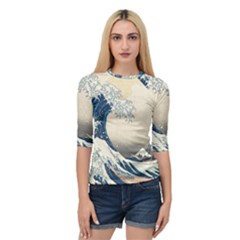 The Classic Japanese Great Wave Off Kanagawa By Hokusai Quarter Sleeve Raglan Tee