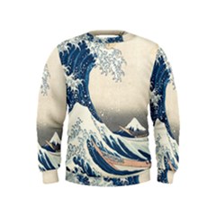 The Classic Japanese Great Wave Off Kanagawa By Hokusai Kids  Sweatshirt