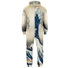 The Classic Japanese Great Wave Off Kanagawa By Hokusai Hooded Jumpsuit (men)  by PodArtist