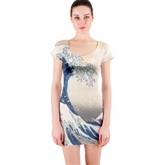 The Classic Japanese Great Wave Off Kanagawa By Hokusai Short Sleeve Bodycon Dress