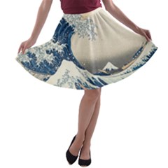 The Classic Japanese Great Wave Off Kanagawa By Hokusai A-line Skater Skirt