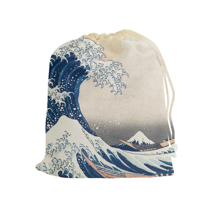 The Classic Japanese Great Wave off Kanagawa by Hokusai Drawstring Pouches (Extra Large)