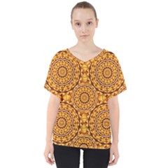 Golden Mandalas Pattern V-neck Dolman Drape Top by linceazul