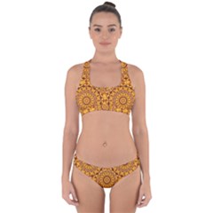 Golden Mandalas Pattern Cross Back Hipster Bikini Set by linceazul