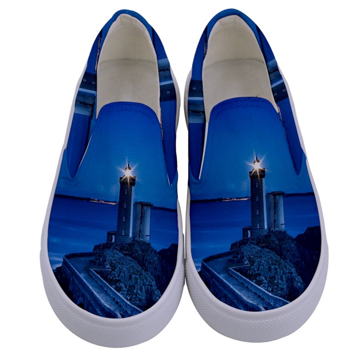 Plouzane France Lighthouse Landmark Kids  Canvas Slip Ons