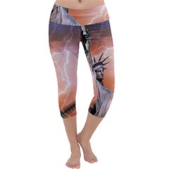 Statue Of Liberty New York Capri Yoga Leggings by Nexatart