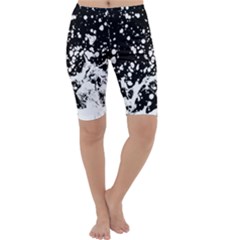 Black And White Splash Texture Cropped Leggings  by dflcprints