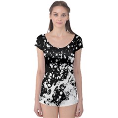 Black And White Splash Texture Boyleg Leotard  by dflcprints