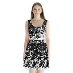Black And White Splash Texture Split Back Mini Dress  by dflcprints