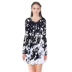 Black And White Splash Texture Flare Dress by dflcprints