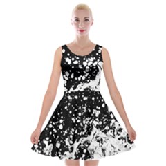 Black And White Splash Texture Velvet Skater Dress by dflcprints