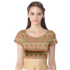 Arcs Pattern Short Sleeve Crop Top (tight Fit) by linceazul