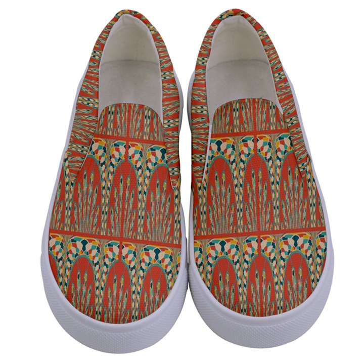 Arcs Pattern Kids  Canvas Slip Ons