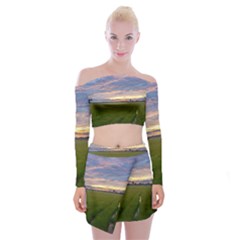 Landscape Sunset Sky Sun Alpha Off Shoulder Top With Skirt Set