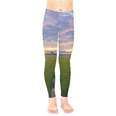 Landscape Sunset Sky Sun Alpha Kids  Legging by Nexatart