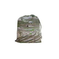 Rice Fields Terraced Terrace Drawstring Pouches (small)  by Nexatart