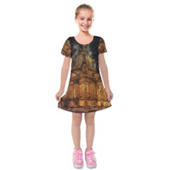 Dresden Frauenkirche Church Saxony Kids  Short Sleeve Velvet Dress by Nexatart