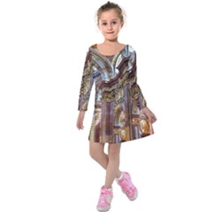 Baroque Church Collegiate Church Kids  Long Sleeve Velvet Dress