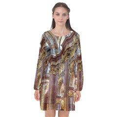 Baroque Church Collegiate Church Long Sleeve Chiffon Shift Dress 