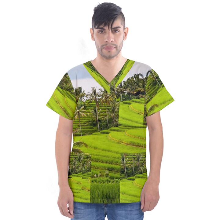 Rice Terrace Terraces Men s V-Neck Scrub Top