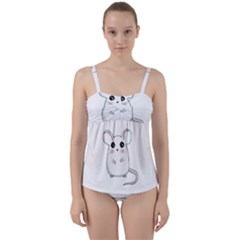 Cute Mouse Twist Front Tankini Set by Valentinaart