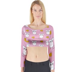 Cute Mouse Pattern Long Sleeve Crop Top by Valentinaart